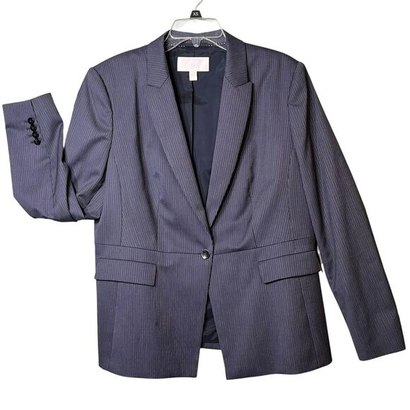 BOSS Hugo Boss Blazer Womens 14 Pinstripe Wool Blend Stretch Suit Jacket - Picture 9 of 9
